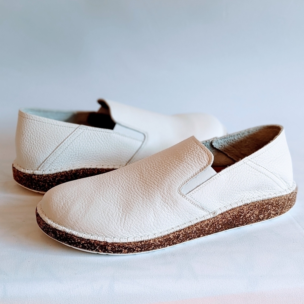 Birkenstock Callan Slip On Convertible Heel Leather White Narrow EU41 10 NIB